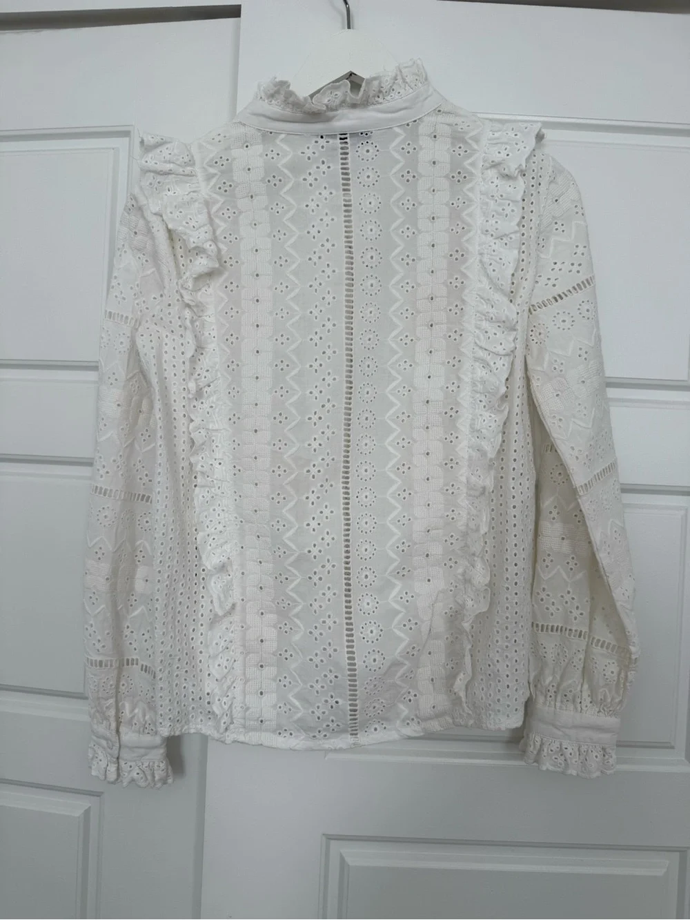 Sezane Inspired Zara Premium White Eyelet Lace Blouse S